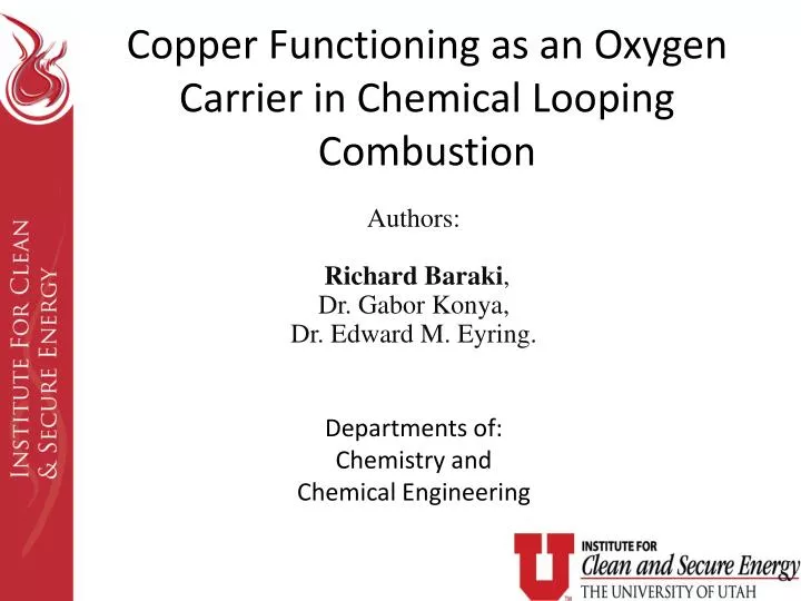 copper functioning as an oxygen carrier in chemical looping combustion