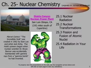 Ch. 25- Nuclear Chemistry (originally ch. 18 from old textbook)