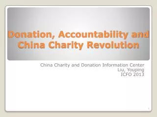 Donation, Accountability and China Charity Revolution