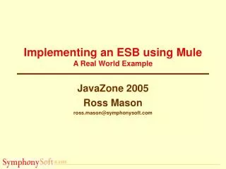 Implementing an ESB using Mule A Real World Example