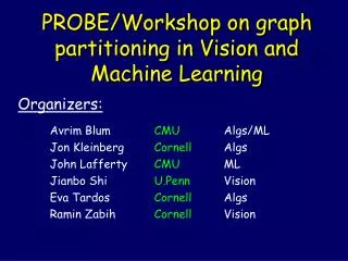 PROBE/Workshop on graph partitioning in Vision and Machine Learning