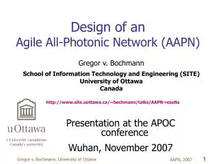 Design of an Agile All-Photonic Network (AAPN)