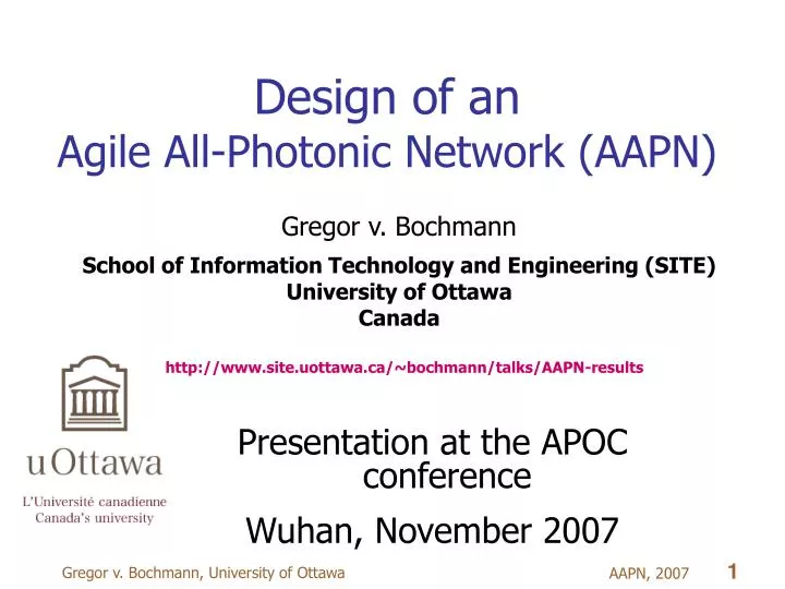 design of an agile all photonic network aapn