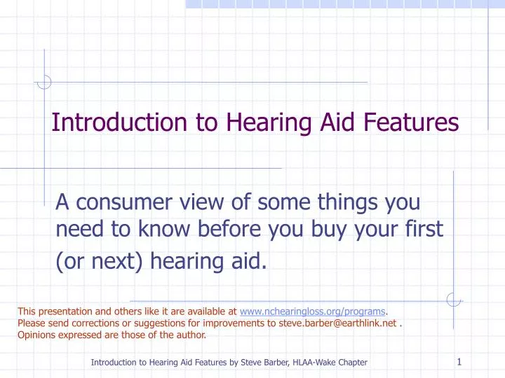 introduction to hearing aid features