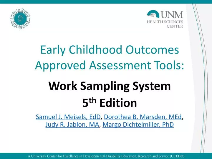 early childhood outcomes approved assessment tools