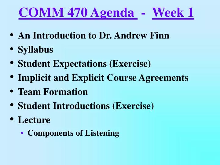 comm 470 agenda week 1
