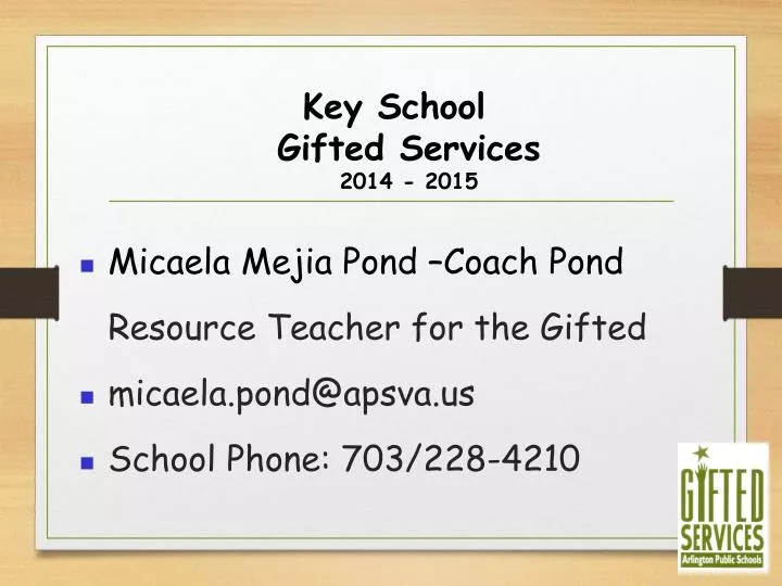 key school gifted services 2014 2015
