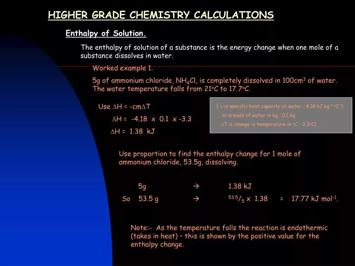 higher grade chemistry calculations