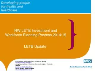 NW LETB Investment and Workforce Planning Process 2014/15