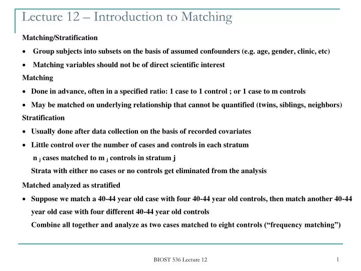 lecture 12 introduction to matching