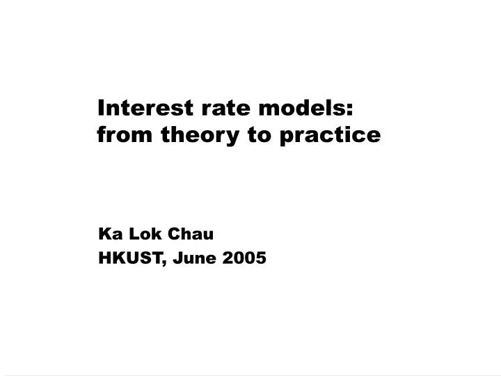 interest rate models from theory to practice