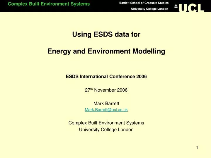 using esds data for energy and environment modelling