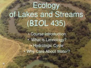 Ecology of Lakes and Streams ( BIOL 435)