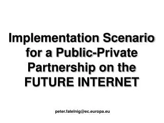 Implementation Scenario for a Public-Private Partnership on the FUTURE INTERNET