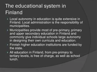 The educational system in Finland