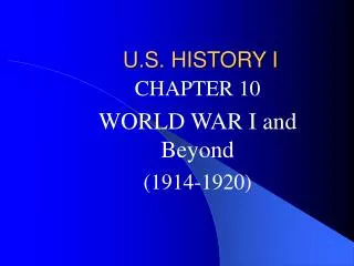 U.S. HISTORY I