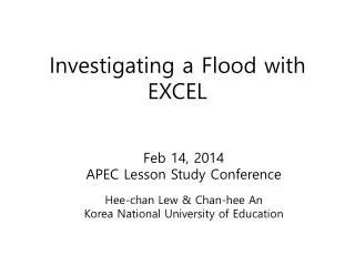 Investigating a Flood with EXCEL