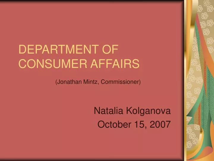 department of consumer affairs