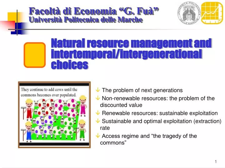 natural resource management and intertemporal intergenerational choices