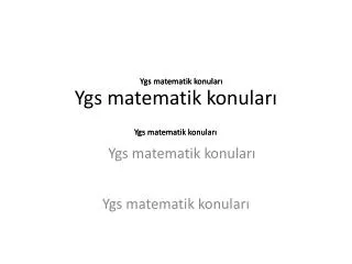 ygs matematik konular