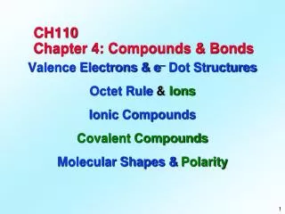 CH110 Chapter 4: Compounds &amp; Bonds