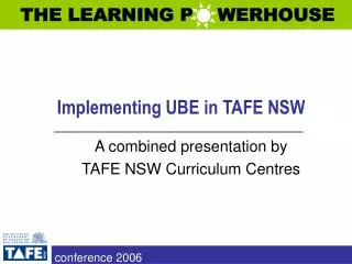 Implementing UBE in TAFE NSW