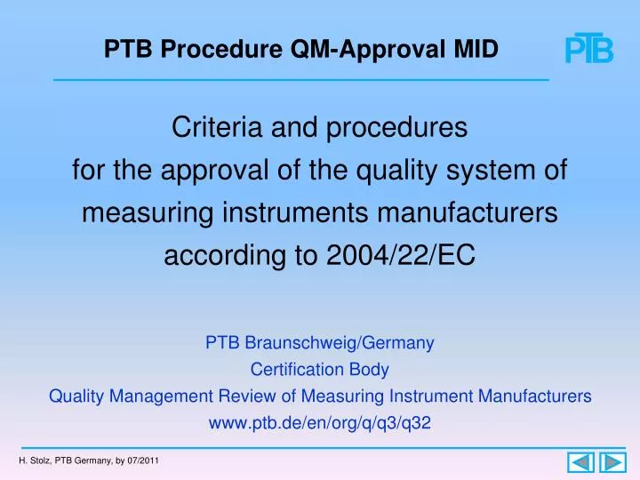 ptb procedure qm approval mid