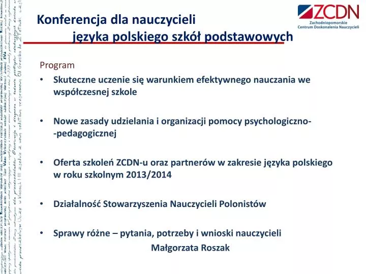 konferencja dla nauczycieli j zyka polskiego szk podstawowych