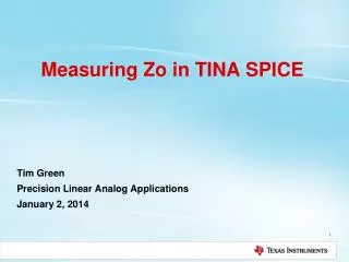 Measuring Zo in TINA SPICE