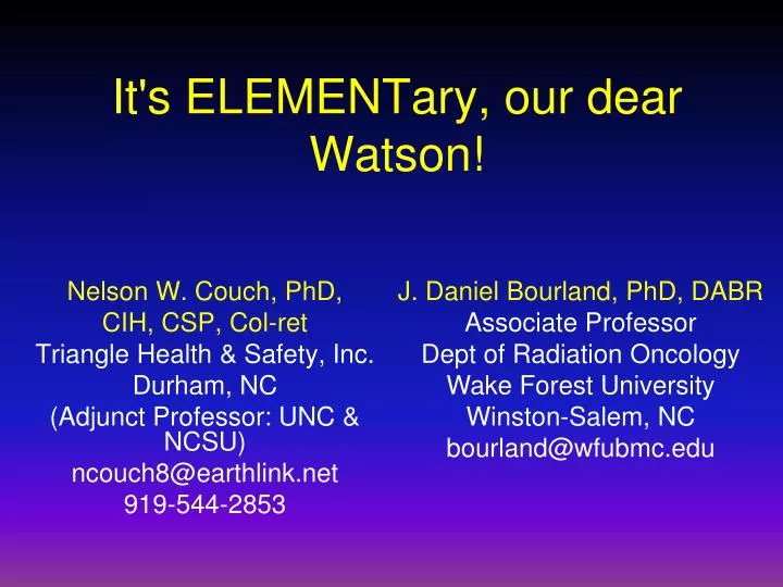 it s elementary our dear watson