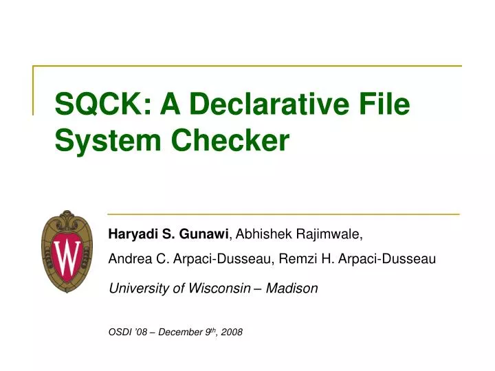sqck a declarative file system checker