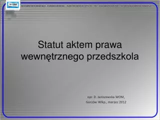 statut aktem prawa wewn trznego przedszkola