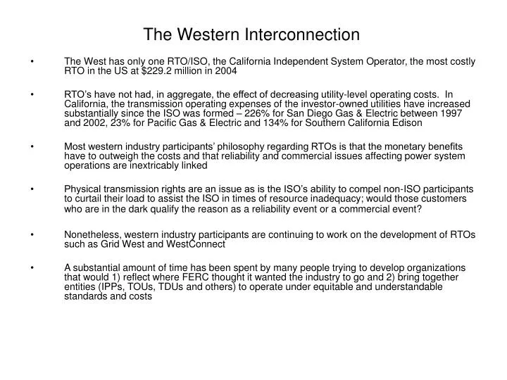 the western interconnection