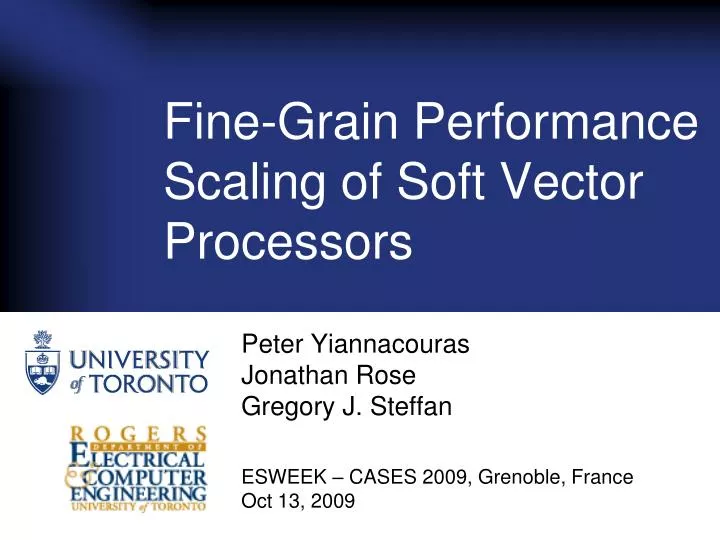 fine grain performance scaling of soft vector processors