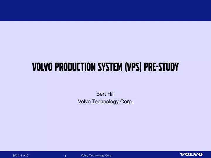 volvo production system vps pre study