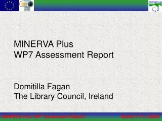 MINERVA Plus WP7 Assessment Report Domitilla Fagan The Library Council, Ireland