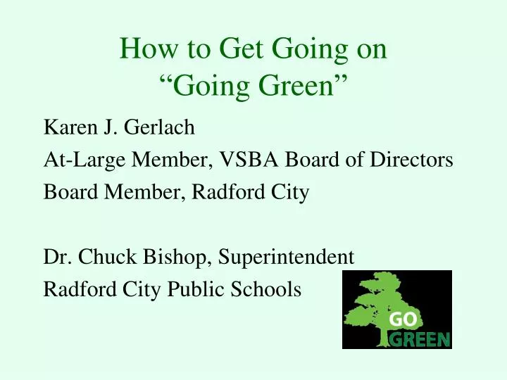 how to get going on going green