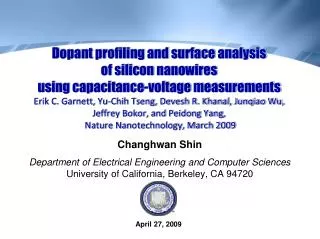 Changhwan Shin Department of Electrical Engineering and Computer Sciences