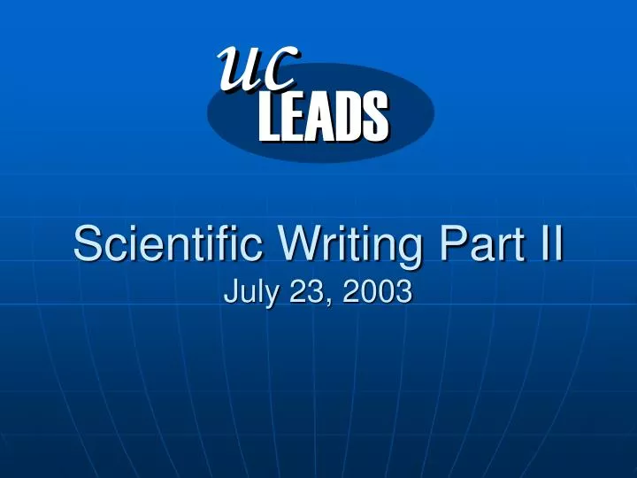 scientific writing part ii july 23 2003