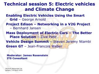 Technical session 5: Electric vehicles and Climate Change