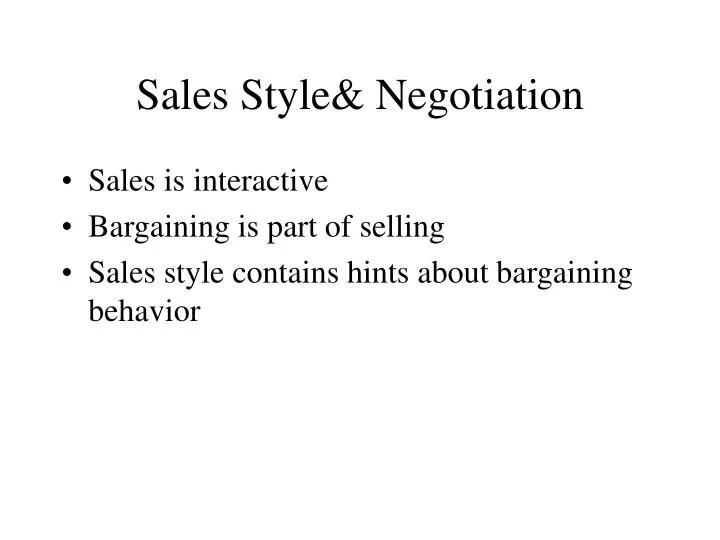 sales style negotiation