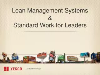 Lean Management Systems &amp; Standard Work for Leaders