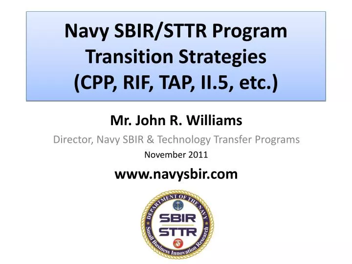 navy sbir sttr program transition strategies cpp rif tap ii 5 etc