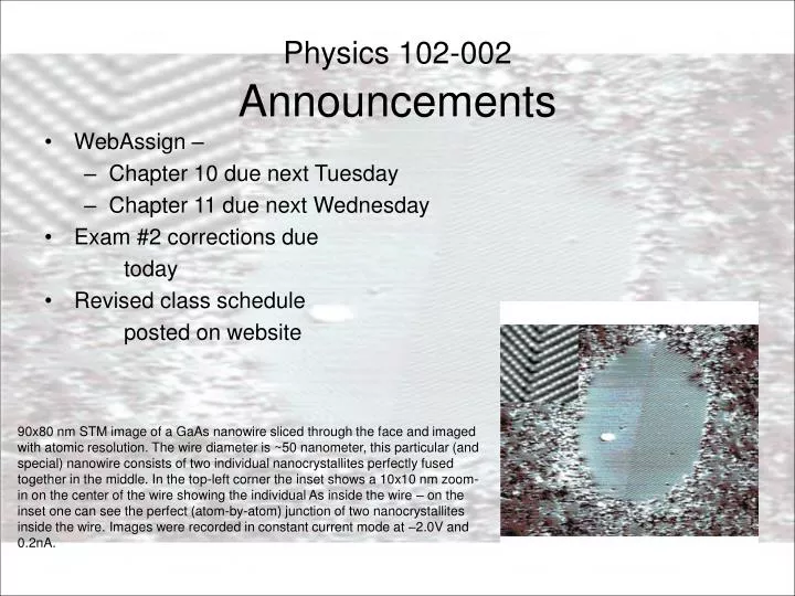 physics 102 002 announcements