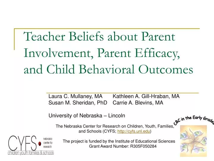 teacher beliefs about parent involvement parent efficacy and child behavioral outcomes