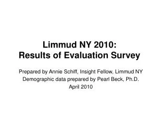 Limmud NY 2010: Results of Evaluation Survey