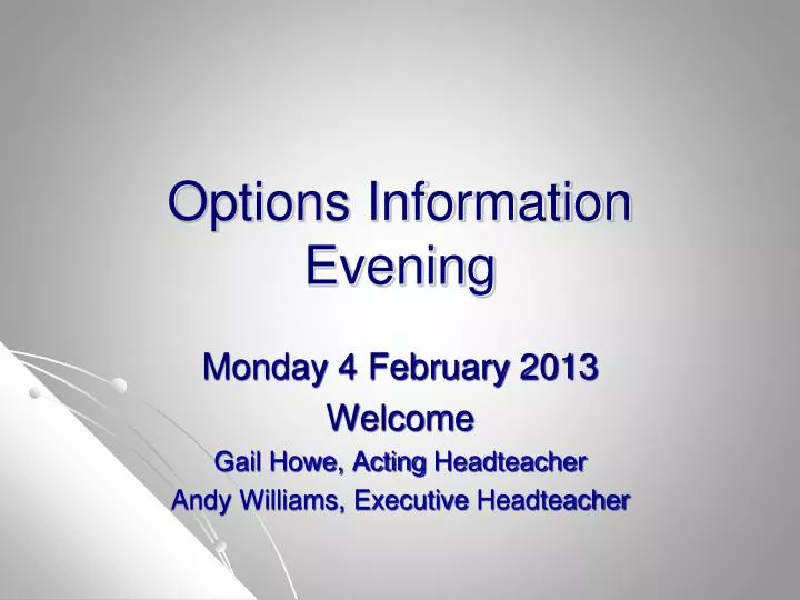 options information evening
