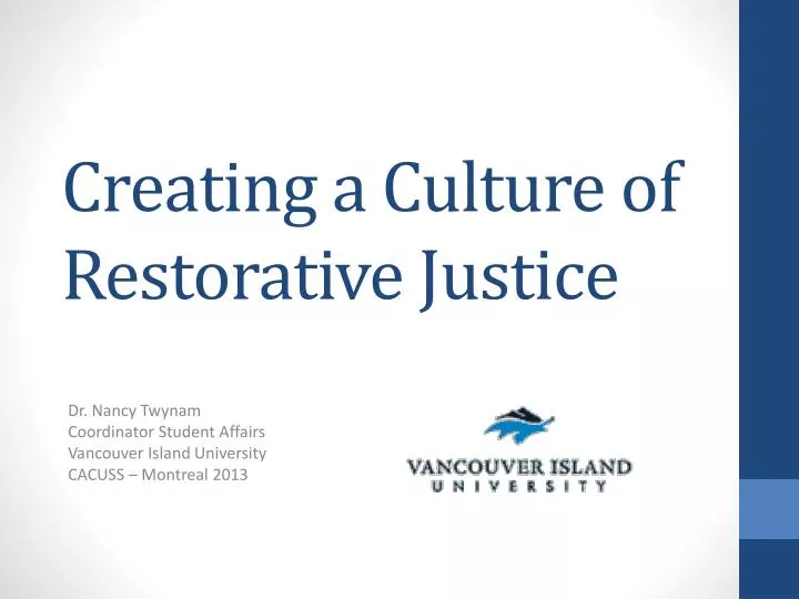 creating a culture of restorative justice