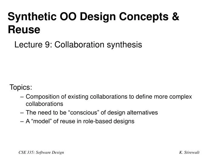 synthetic oo design concepts reuse lecture 9 collaboration synthesis