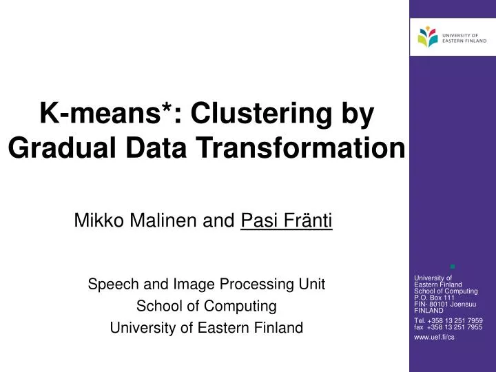 k means clustering by gradual data transformation